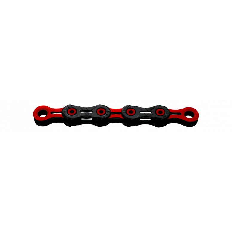 KMC DLC 11 Waxed Chain-11sp-118L-Black / Red-BRINK