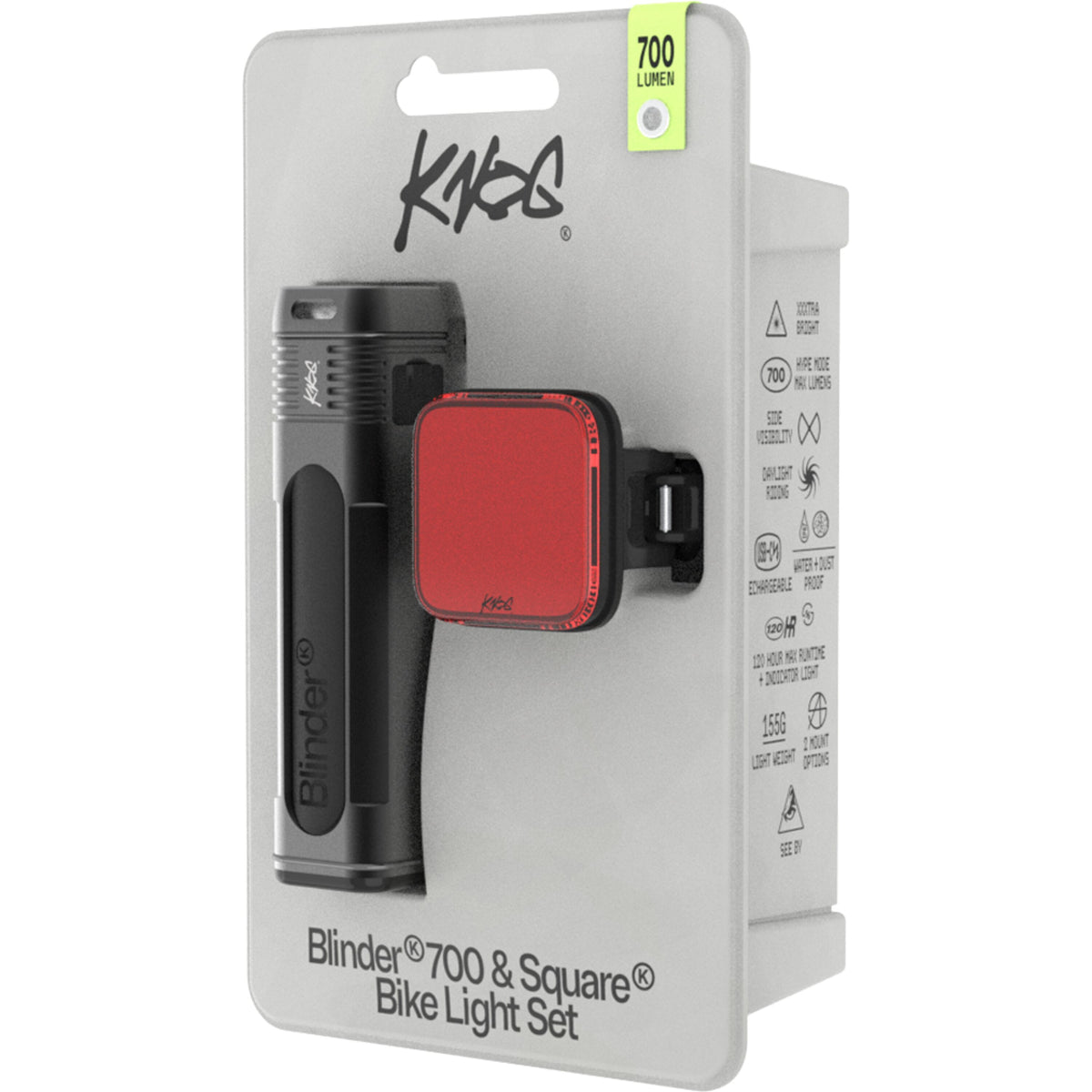 Knog Blinder Pro 700 Front Light + Blinder Square Rear Light-BRINK
