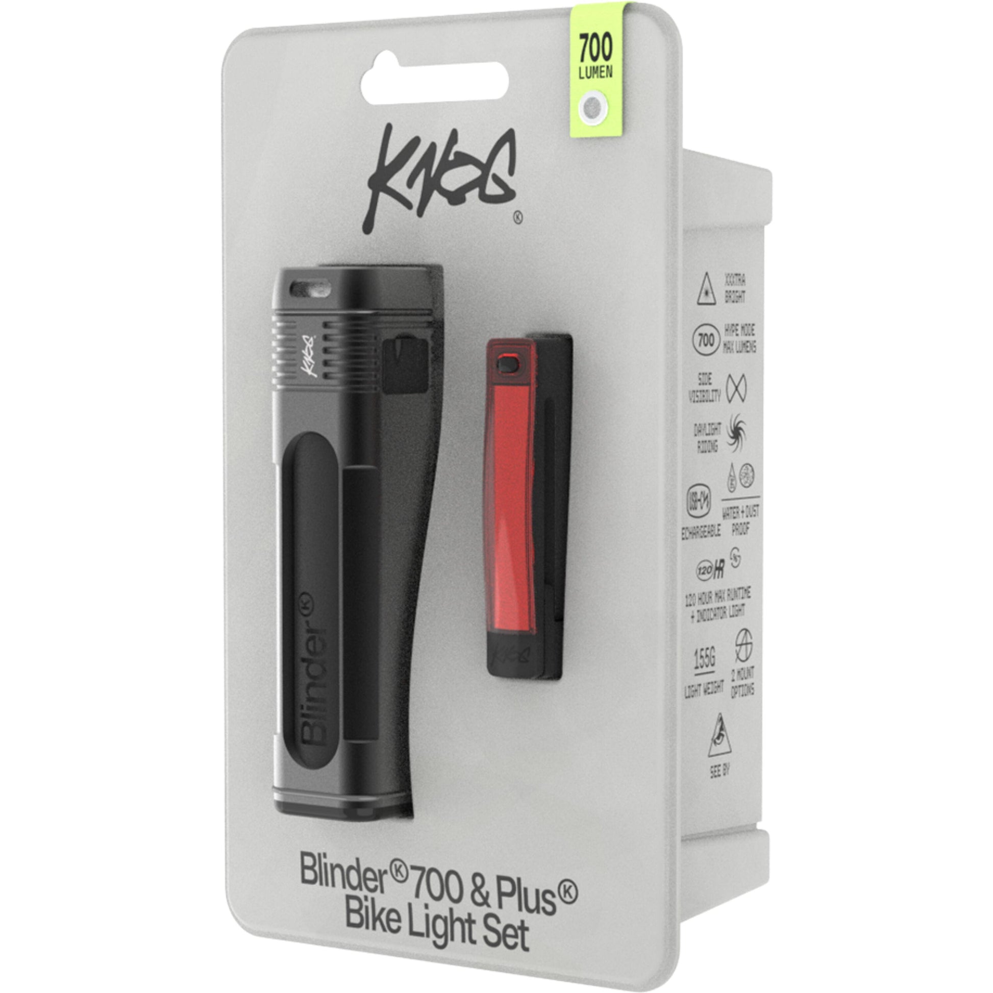 Knog Blinder Pro 700 Front Light + Plus Rear Light-BRINK