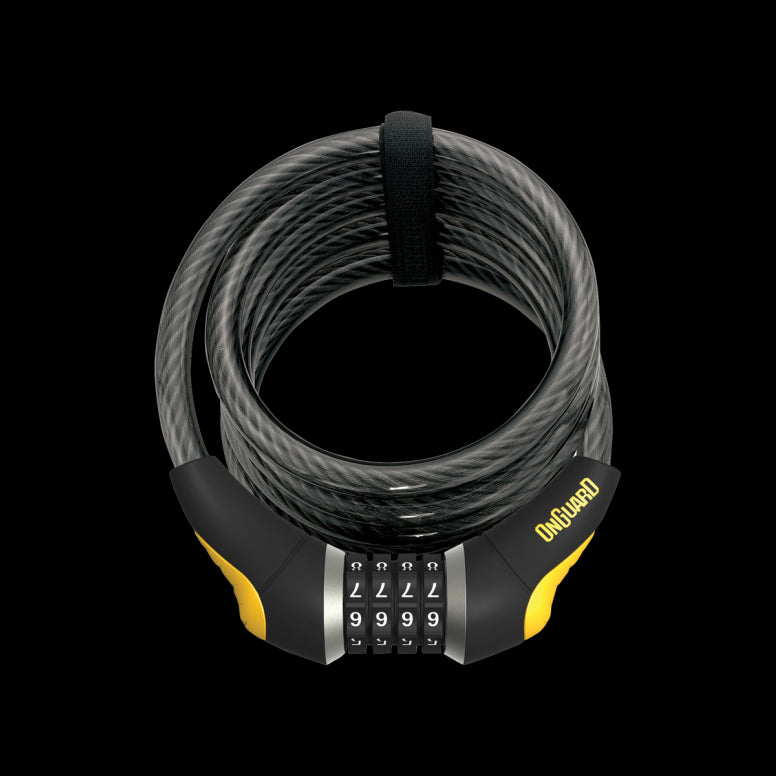 OnGuard Doberman Combo Cable Lock 12mm-12mm x 185cm-Black / Yellow-BRINK