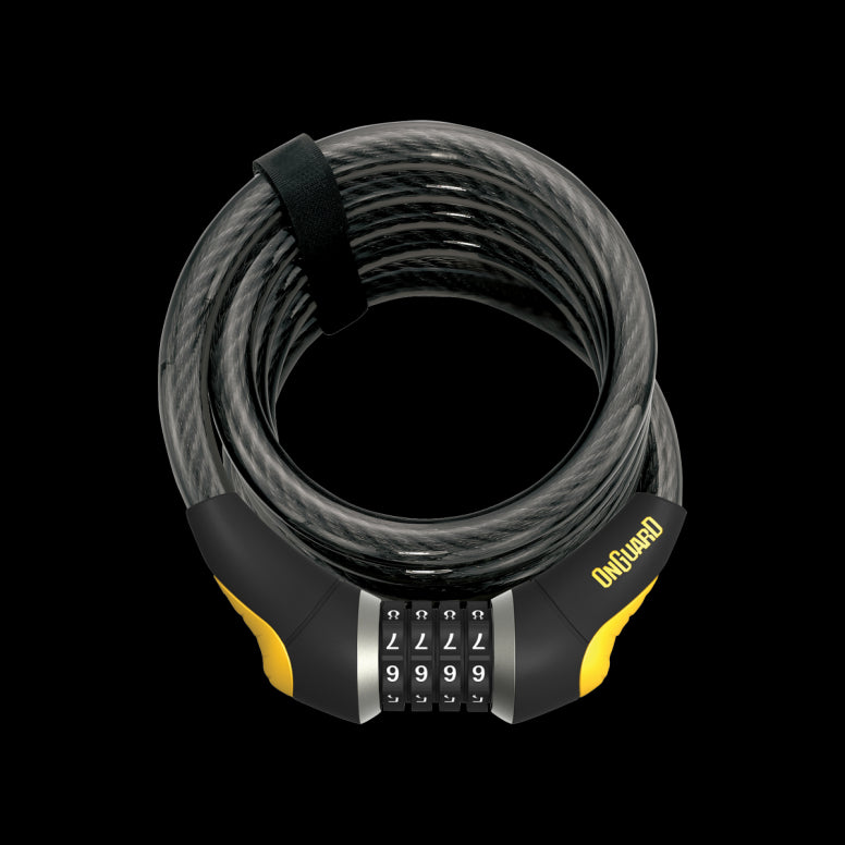 OnGuard Doberman Combo Cable Lock 15mm-12mm x 185cm-Black / Yellow-BRINK