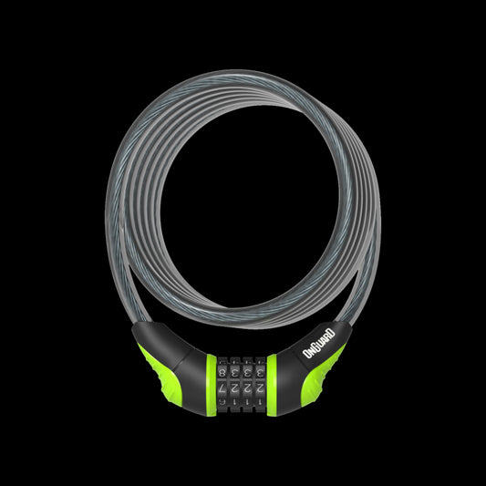 OnGuard Neon Combo Coil Cable Lock-10mm-Green-BRINK