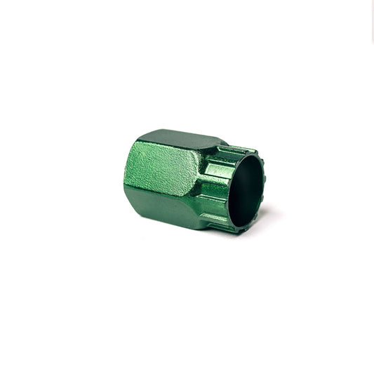 Green OneUp twelve-spline cassette-lockring tool