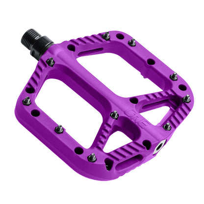 Angled view of a purple OneUp Composite Pedal