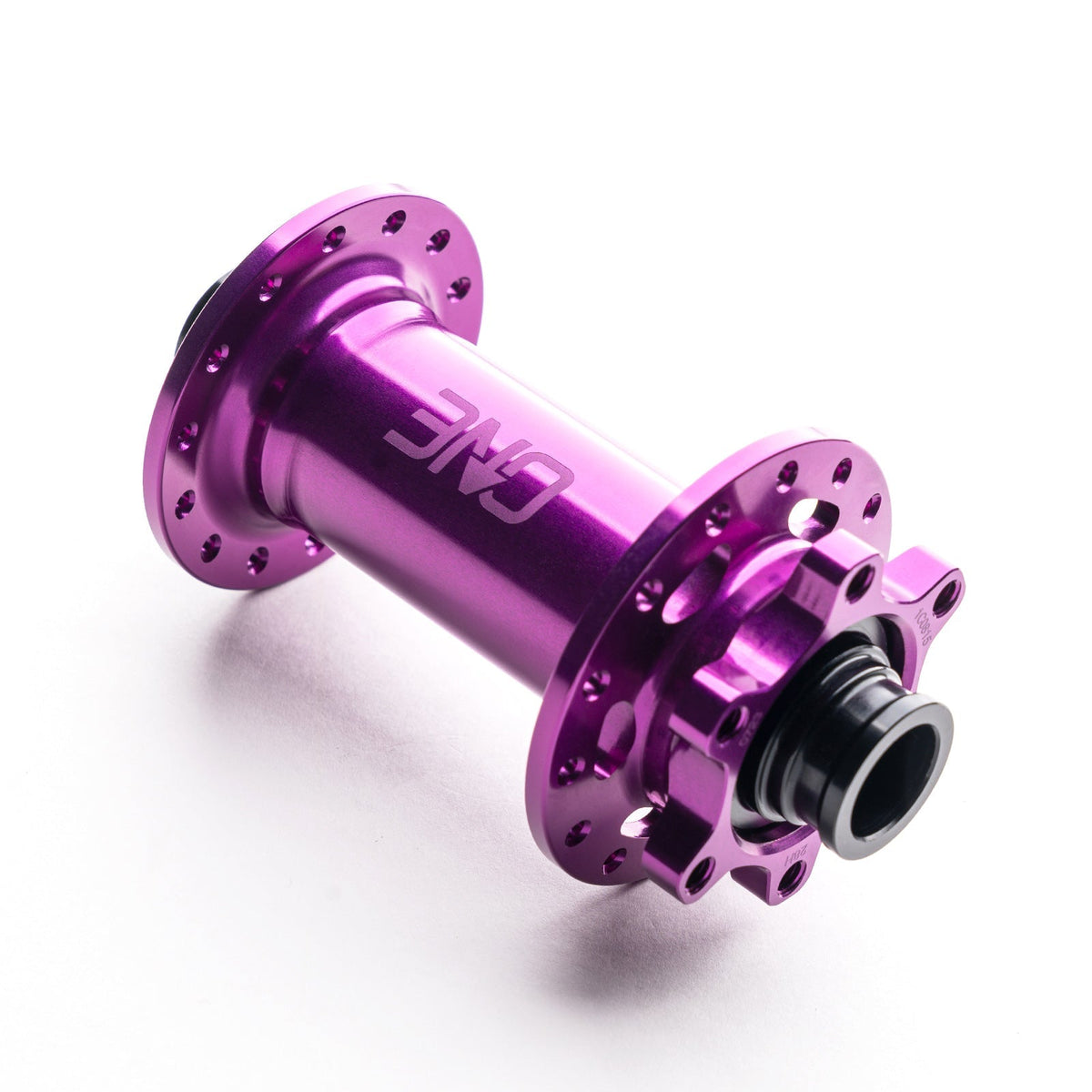 Purple OneUp Front Hub showing the shell and spoke flanges