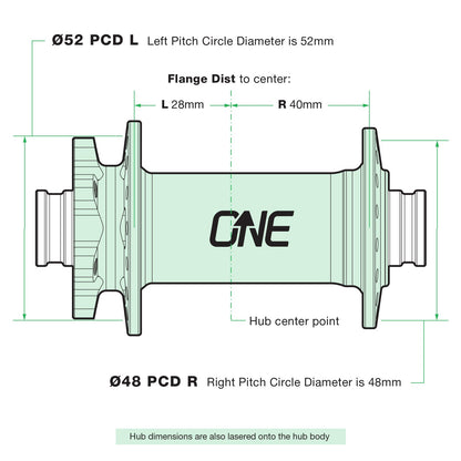 OneUp Front Hub flange and pitch-circle dimensions