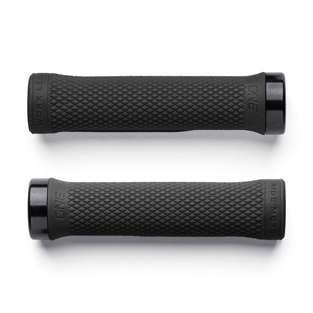 Pair of black original OneUp Grips, top view