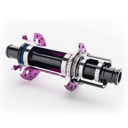 Cutaway showing the OneUp Rear Hub axle and bearings