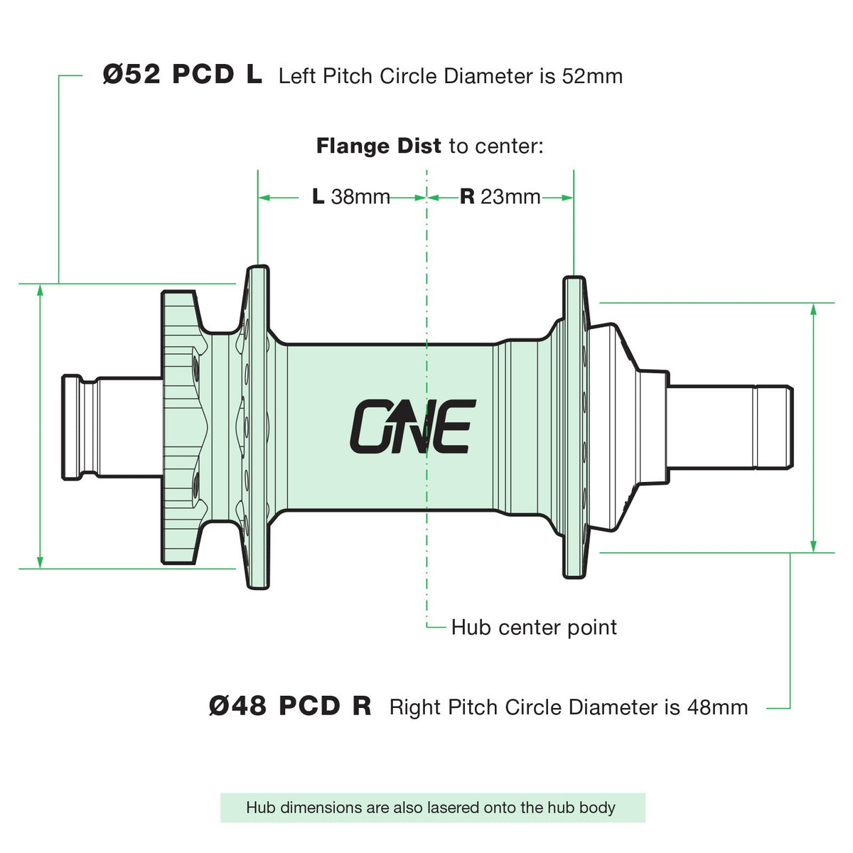 OneUp Rear Hub flange and pitch-circle dimensions