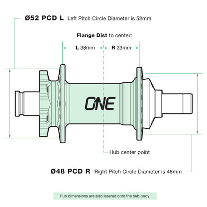 OneUp Rear Hub flange and pitch-circle dimensions