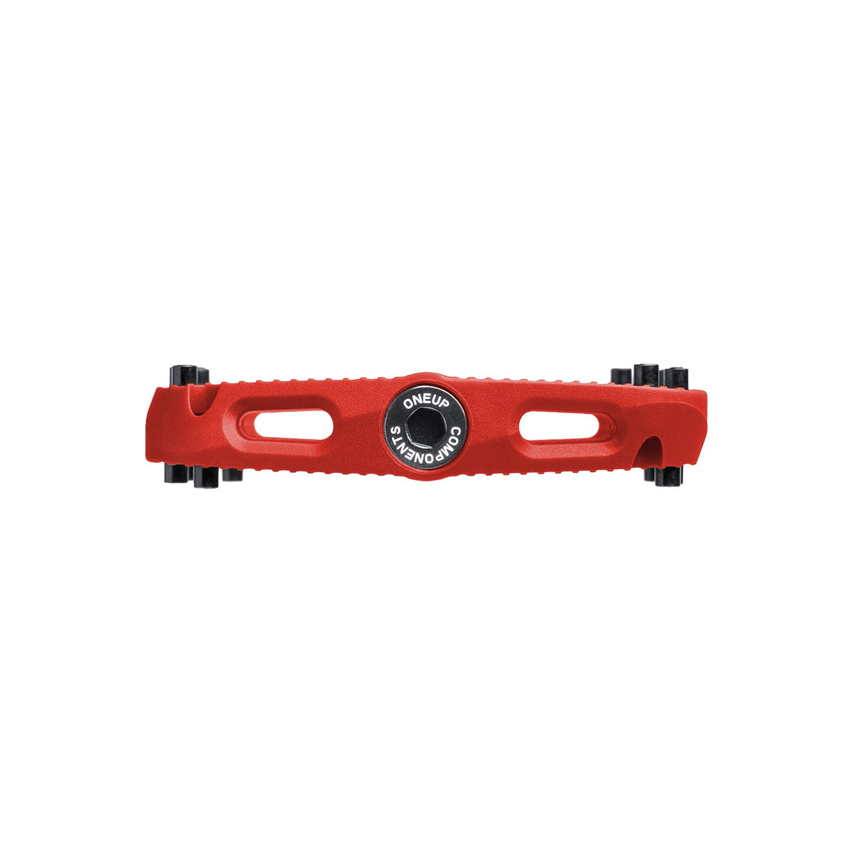 Side profile of a red OneUp Small Composite Pedal