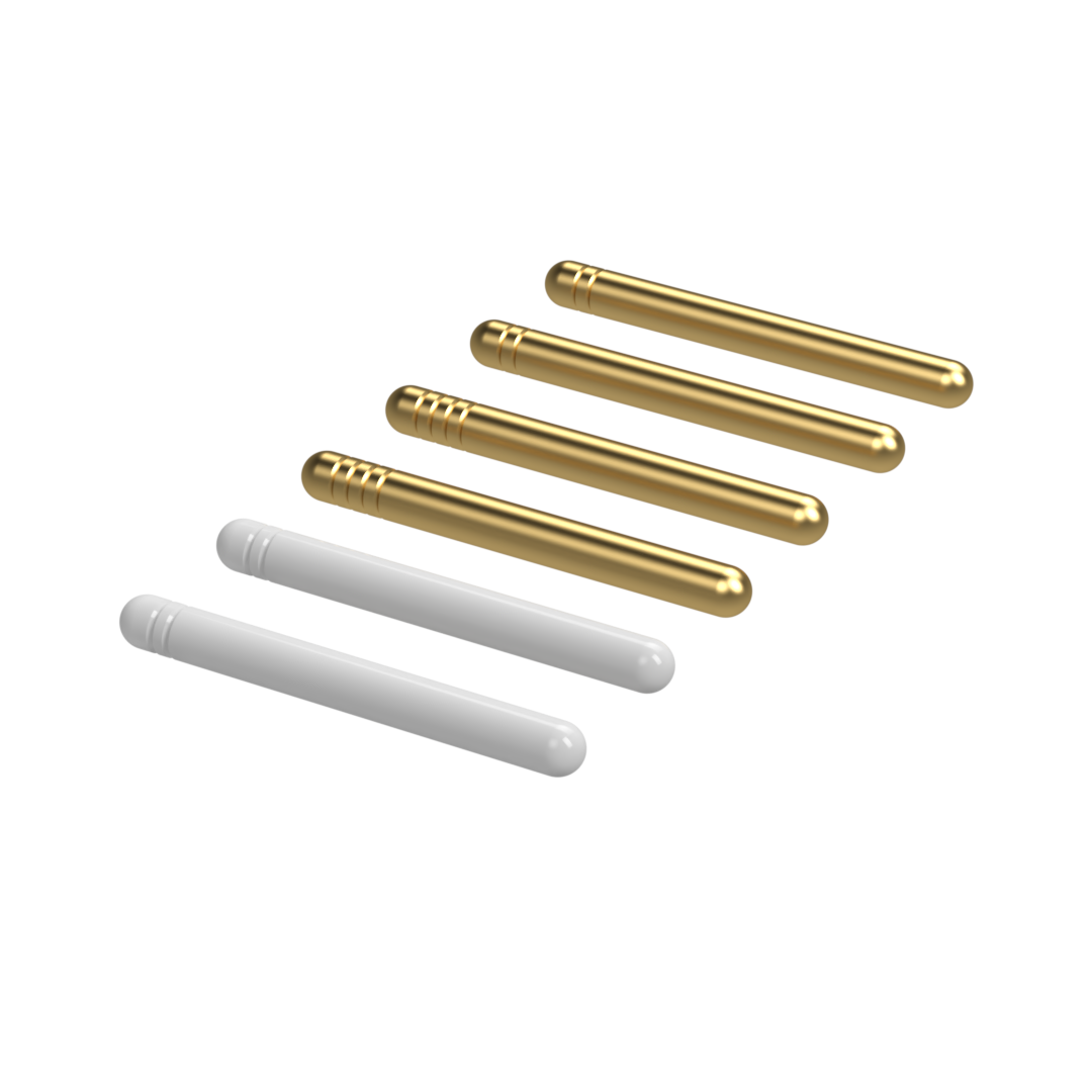OneUp V3 oversized brass pins and white polymer bushes