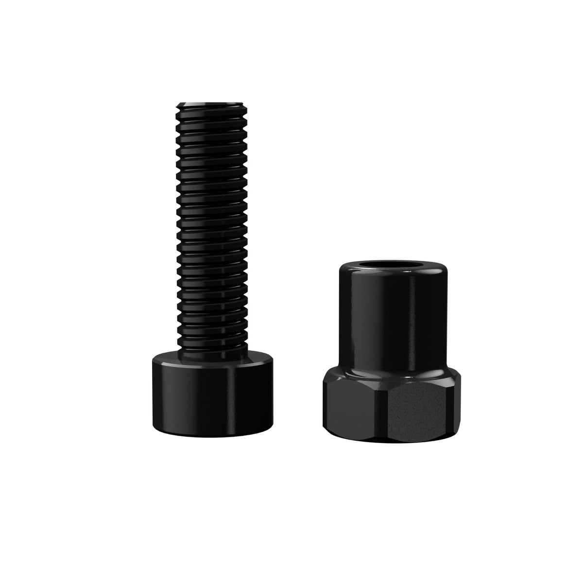 OneUp Composite Pedal threaded pin beside a Friendly Nut