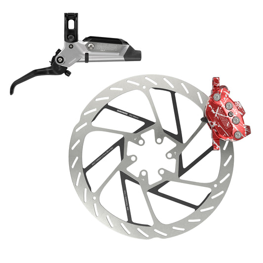 SRAM Maven Ultimate Expert Disc Brake Kit-Full Set-4 piston-Red Splash Ano-BRINK