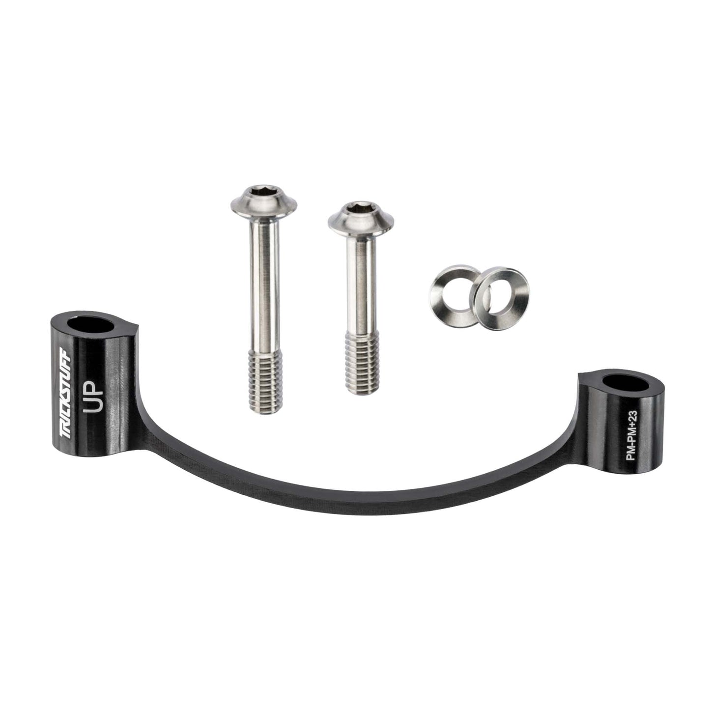 Trickstuff CNC Brake Adaptor-PM +23mm inc Ti Bolts-Black-BRINK