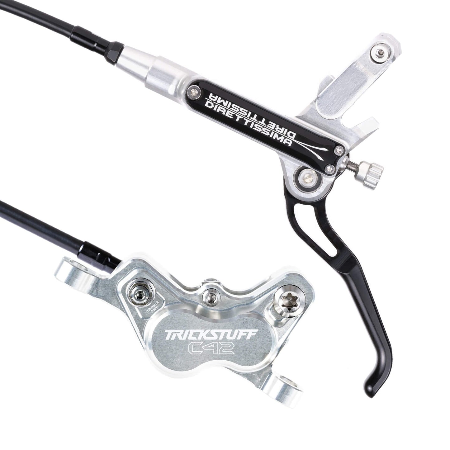 Trickstuff Direttissima Disc Brake Set-Silver / Black-BRINK