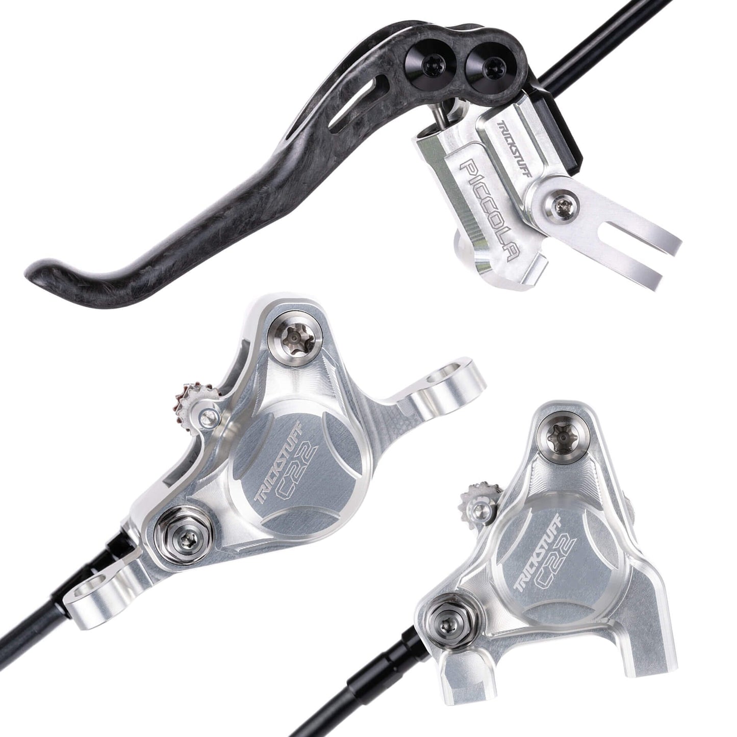 Trickstuff Piccola Disc Brake Set-Post mount/flat mount-Silver / Black-BRINK