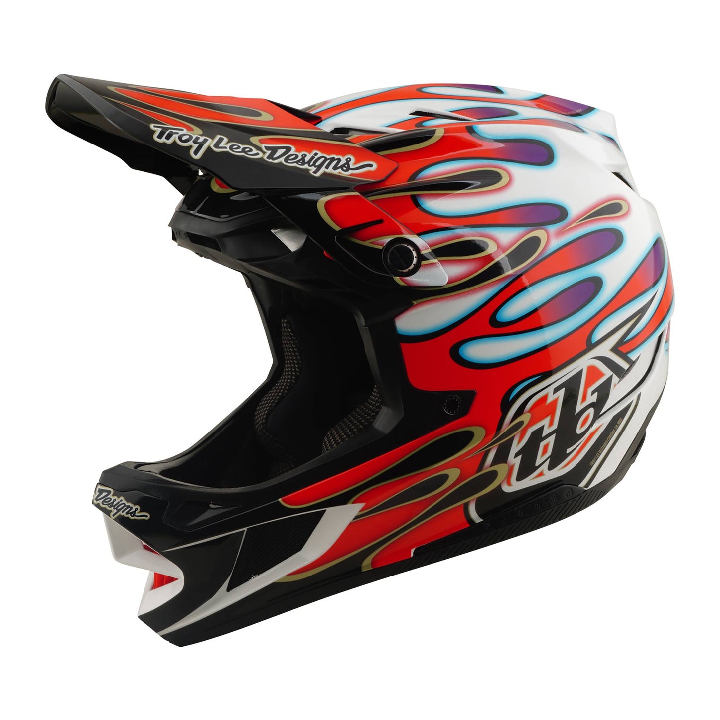 Troy Lee Designs D4 Composite Helmet 2026-XS-Overspray White / Red-BRINK