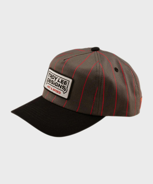 Troy Lee Designs Medieval Unstructured Curved Snapback 2026-One Size Fits All-Grey / Red-BRINK