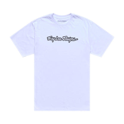 Troy Lee Designs Signature SS Tee 2026-S-White / Black-BRINK