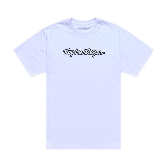 Troy Lee Designs Signature SS Tee 2026-S-White / Black-BRINK