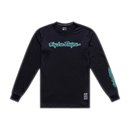 Troy Lee Designs Skyline Ride LS Tee 2026-S-Signature Black / Real Teal-BRINK