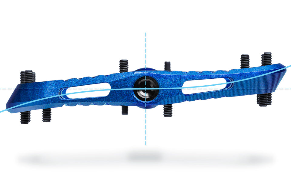 Diagram showing the OneUp Wave pedal profile and angled pins