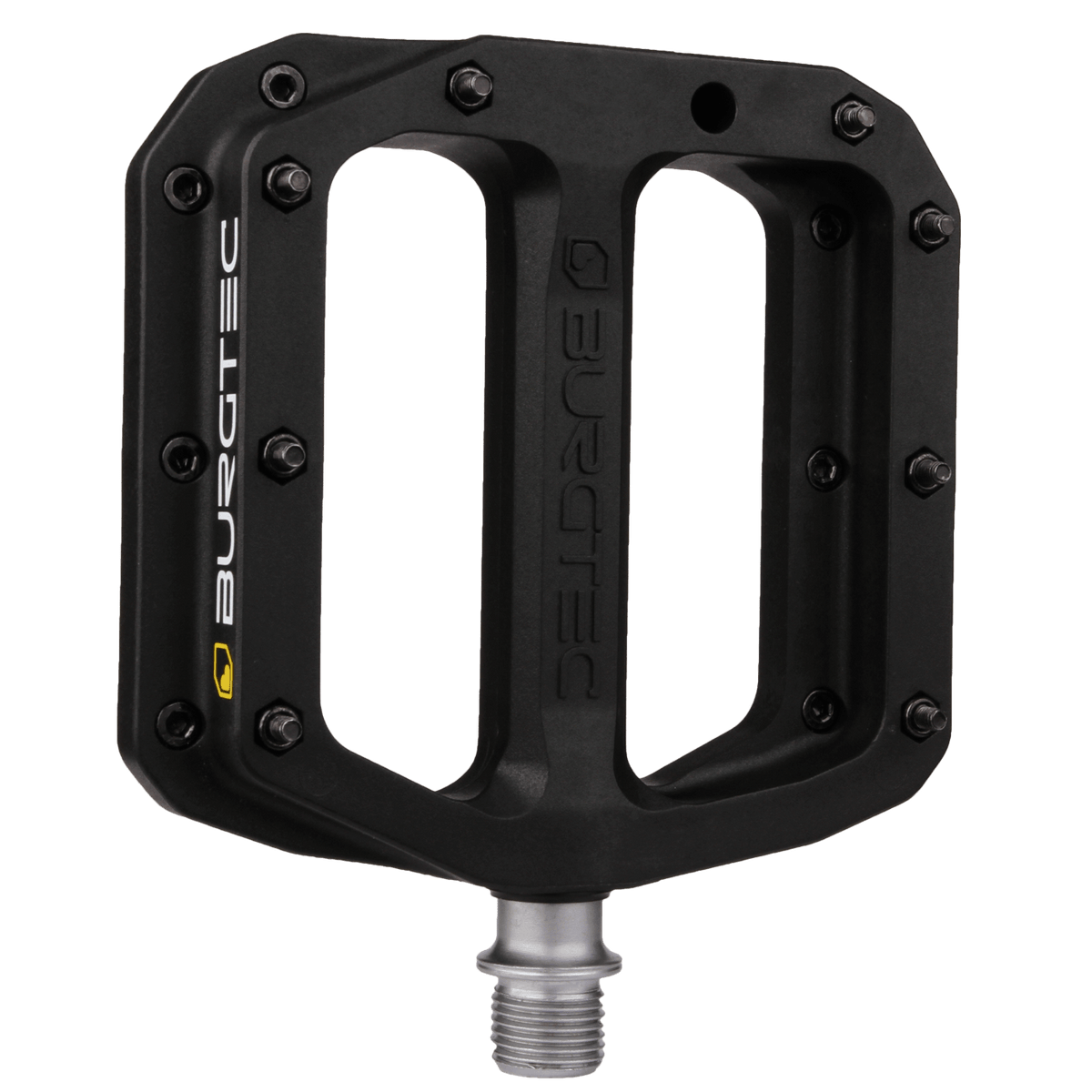 Black Burgtec MK4 Composite pedal showing the platform and replaceable pins
