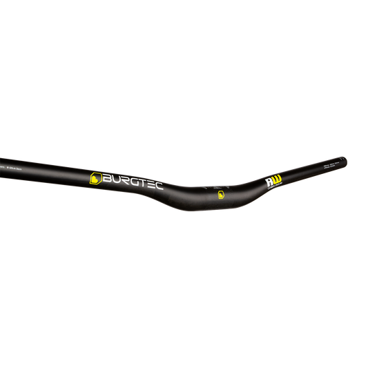 Burgtec Ride Wide Carbon Enduro handlebar with centre clamp section and Enduro graphics