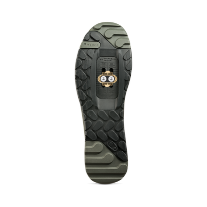 Crankbrothers Mallet Trail Speed Lace Seal Shoes in Dark Grey / Forest, outsole view; illustrated cleat not included