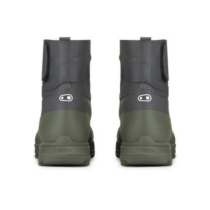 Crankbrothers Mallet Trail Speed Lace Seal Shoes in Dark Grey / Forest, rear view of the pair