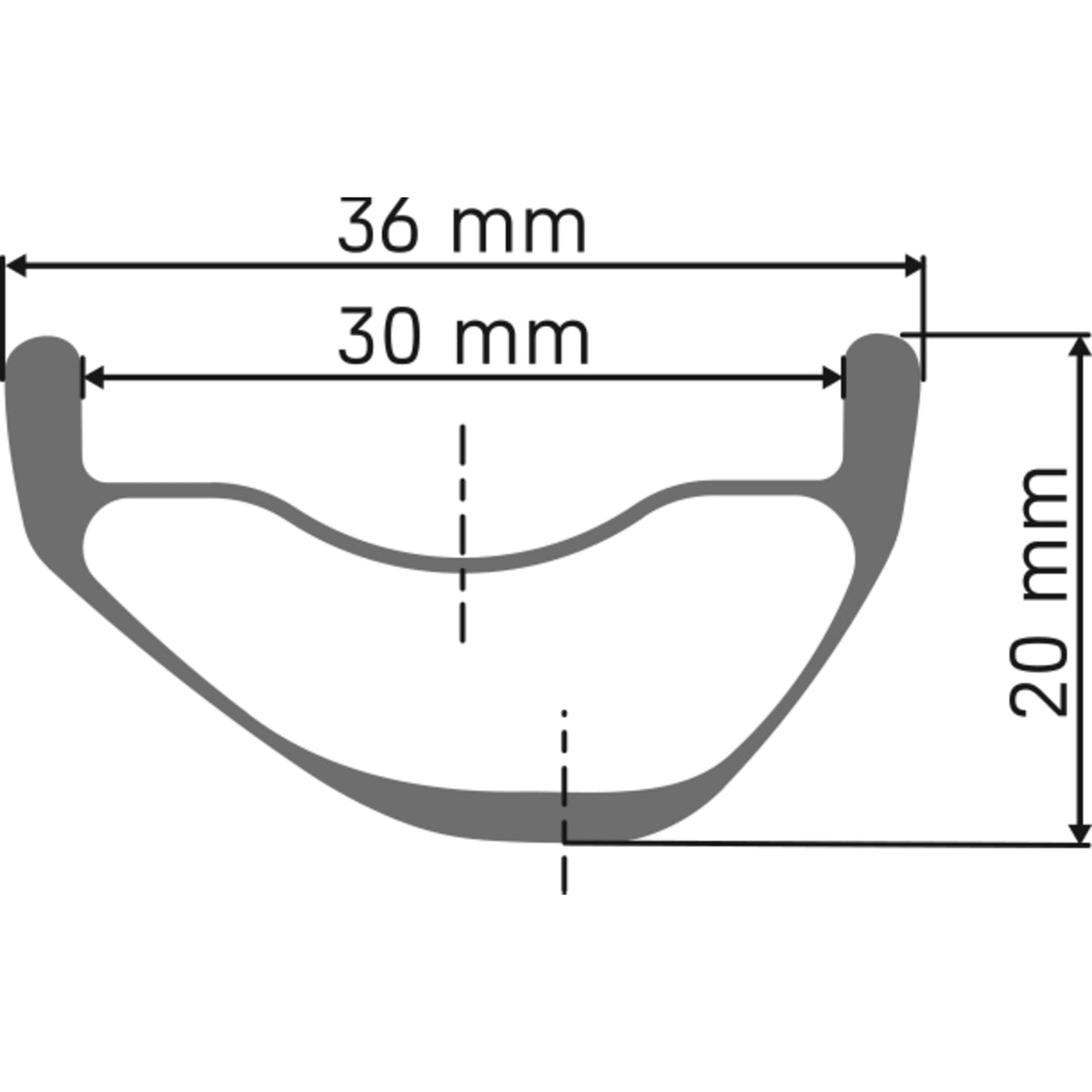 DT Swiss XRC 1500 SPLINE 30 mm Centre Lock - rim cross-section diagram