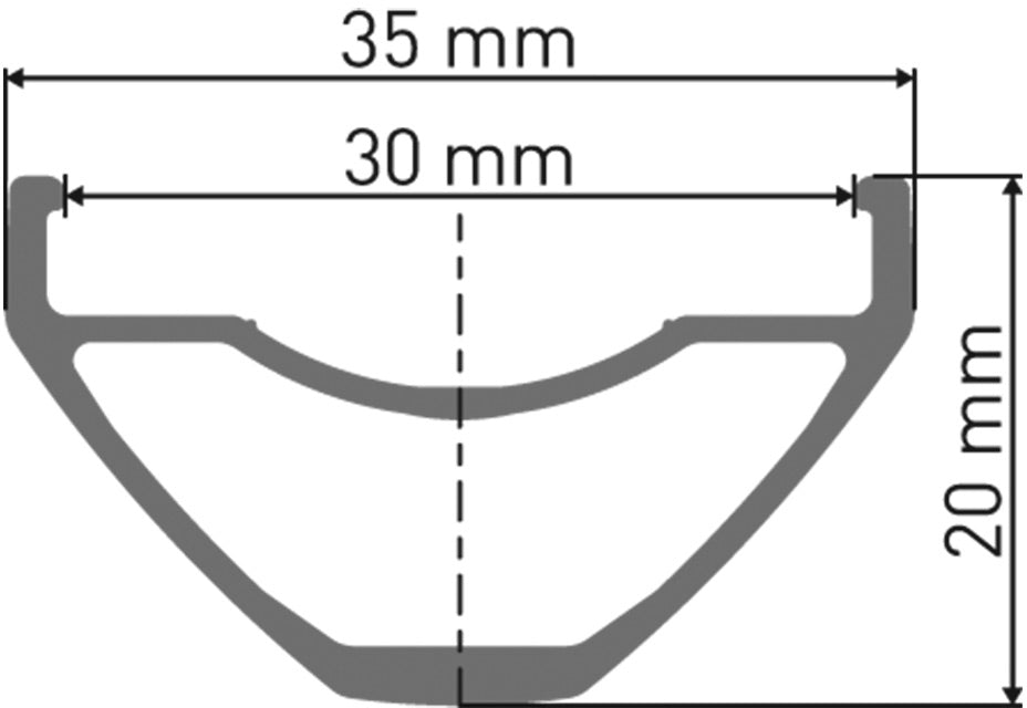 DT Swiss H 1900 SPLINE Two - rim cross-section diagram