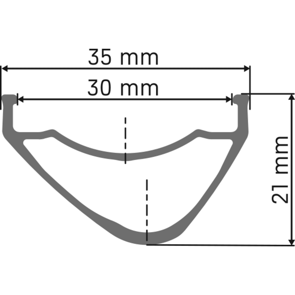 DT Swiss XM 1700 SPLINE 30 mm Centre Lock - rim cross-section diagram