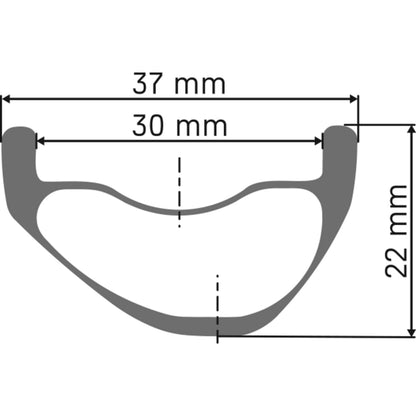 DT Swiss XMC 1500 SPLINE 30 mm Centre Lock - rim cross-section diagram