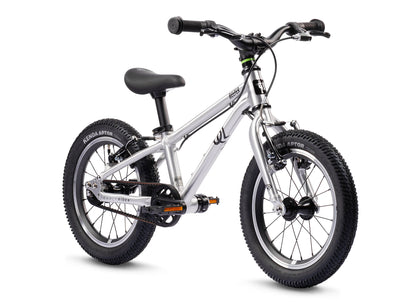 Early Rider Belter 14 in Brushed Aluminium - three-quarter whole bike on white