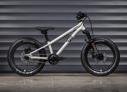 Early Rider Charger 16 in Brushed Aluminium - single-speed suspension bike drive-side profile
