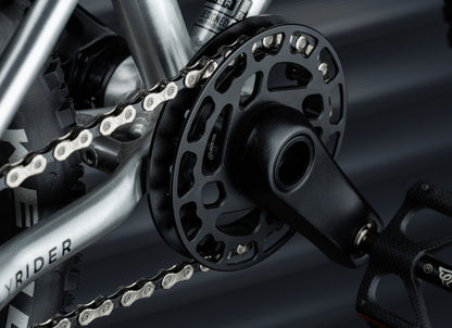 Early Rider Seeker 14 in Brushed Aluminium - short crank and front chainring