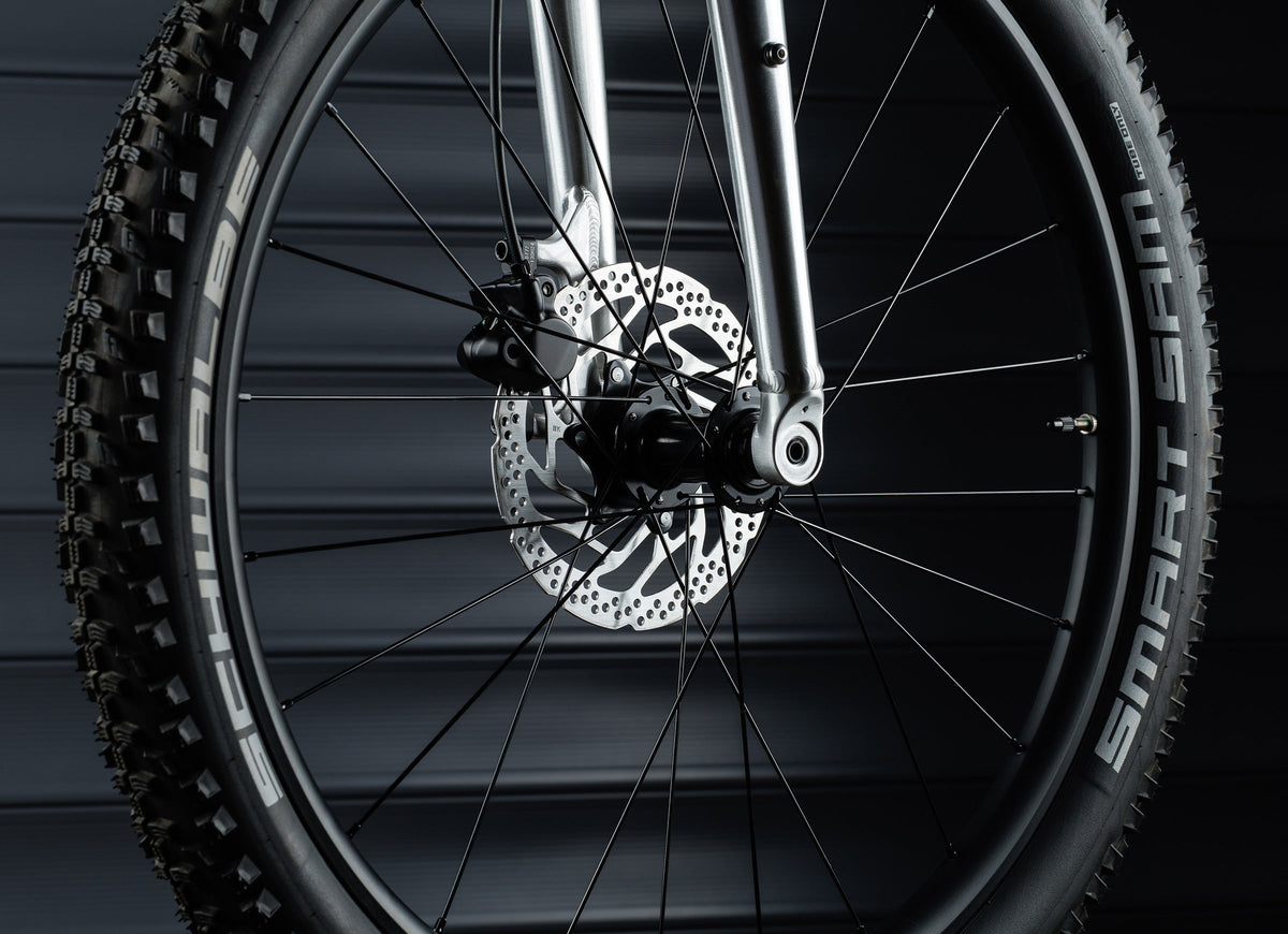 Early Rider Seeker 24 in Brushed Aluminium - Smart Sam tyre, front wheel, rigid fork and disc rotor