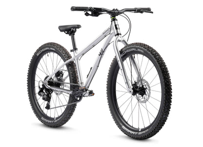 Early Rider Seeker 24 in Brushed Aluminium - three-quarter whole bike on white