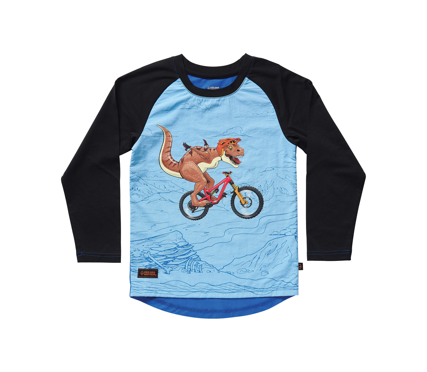 Kids Ride Shotgun Dialled Dino Windproof Kids MTB Jersey