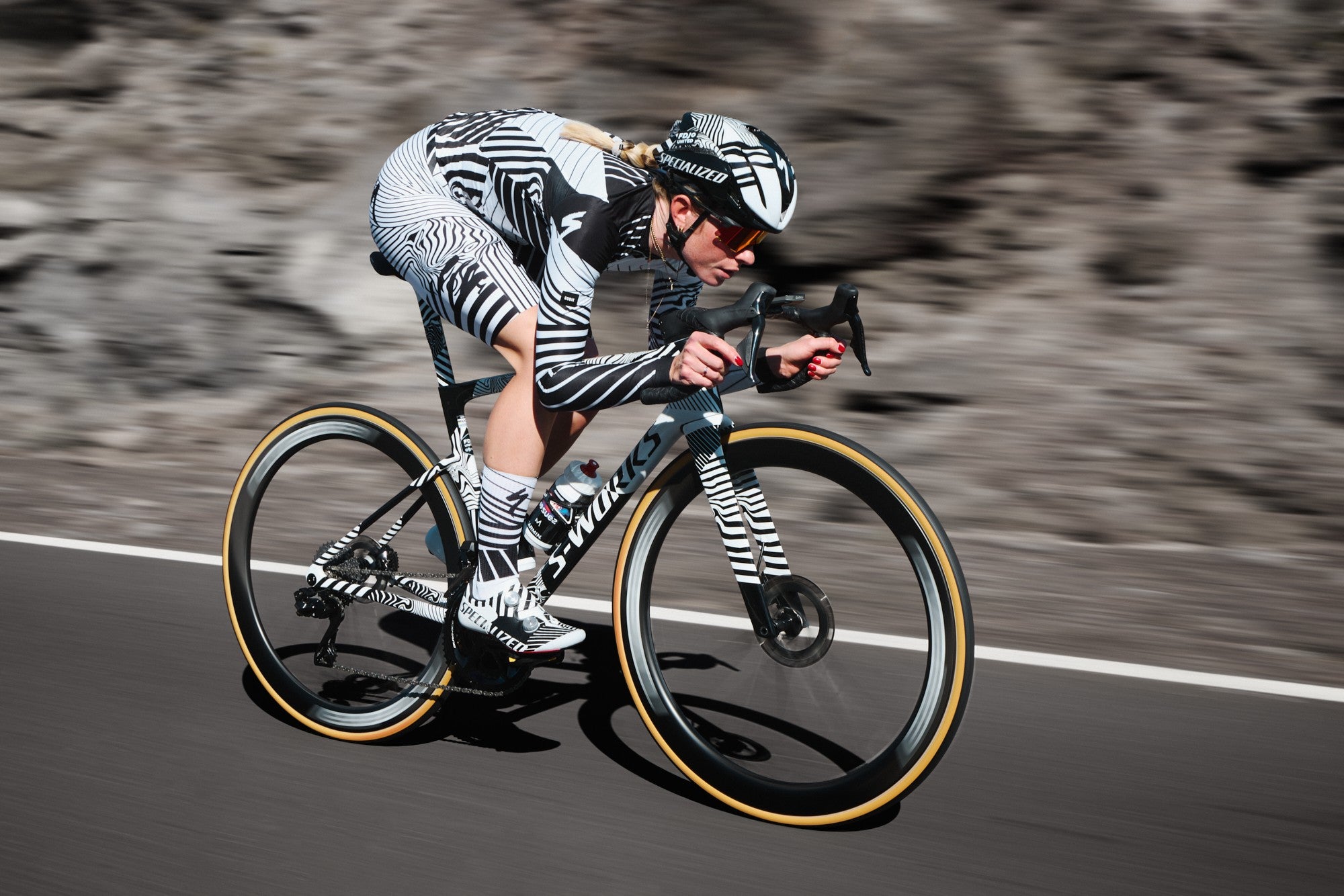 Specialized Tarmac SL9 being ridden at speed on the road