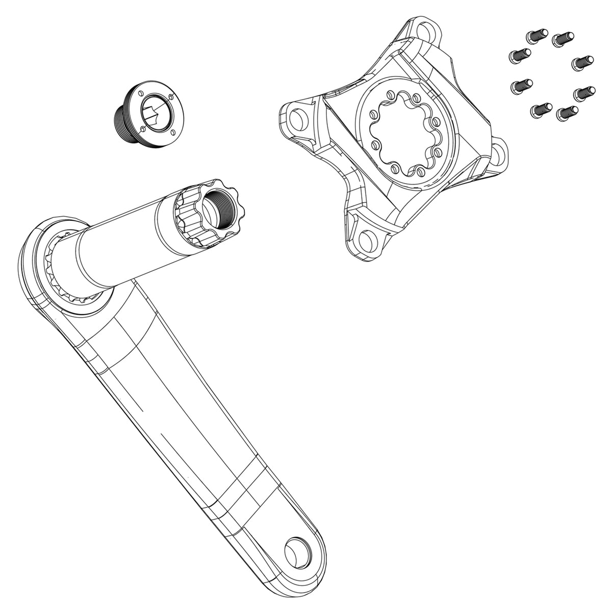 SRAM DUB crank assembly reference diagram; only the selected bolt kit is supplied - SSP8066000