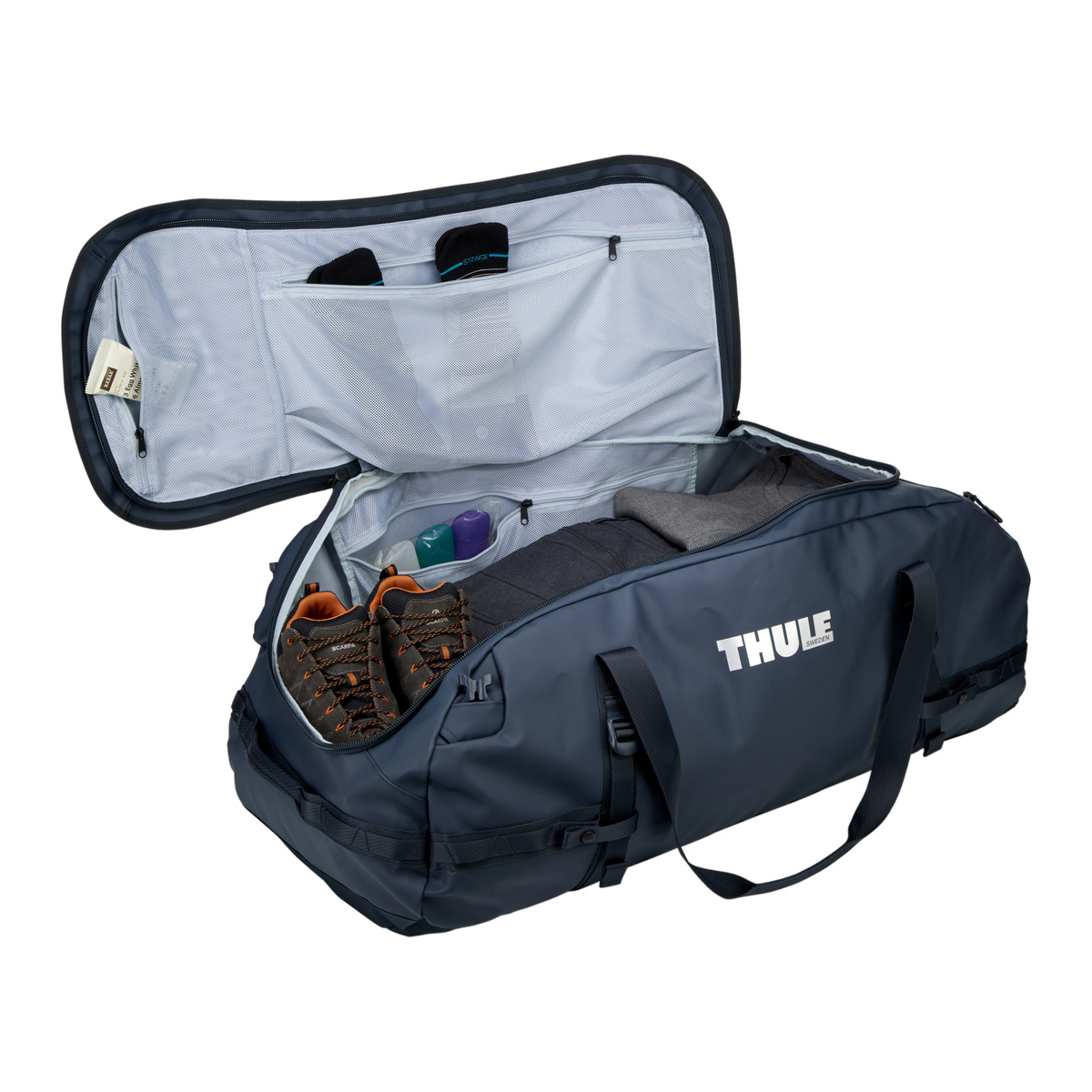Thule Chasm Duffel - 130L / Darkest Blue - open interior view