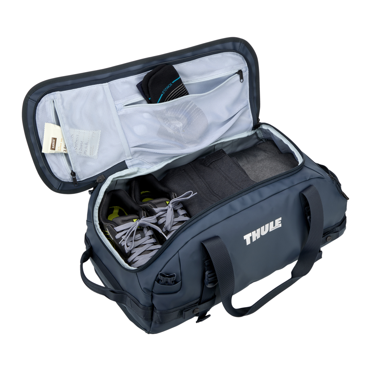 Thule Chasm Duffel - 40L / Darkest Blue - open interior view