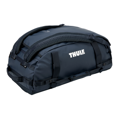 Thule Chasm Duffel - 40L / Darkest Blue - view with backpack straps visible