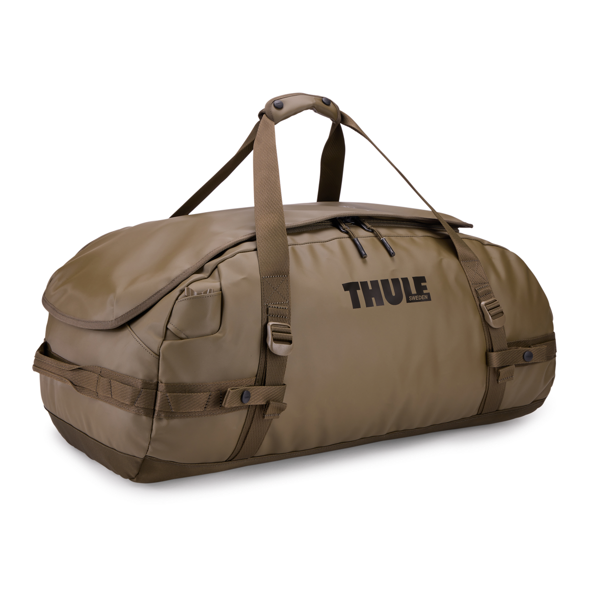 Thule Chasm Duffel - 70L / Deep Khaki - front three-quarter view