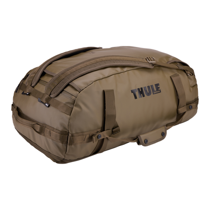 Thule Chasm Duffel - 70L / Deep Khaki - view with backpack straps visible