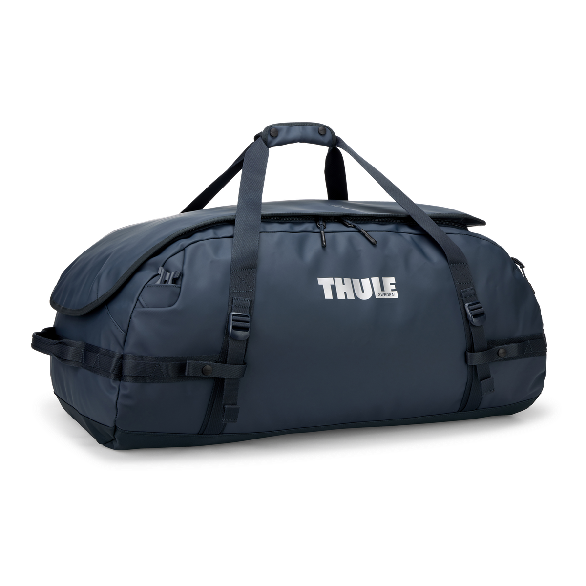 Thule Chasm Duffel - 90L / Darkest Blue - front three-quarter view