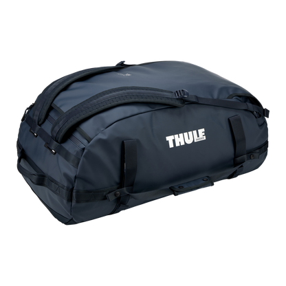 Thule Chasm Duffel - 90L / Darkest Blue - view with backpack straps visible